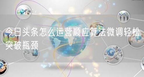 今日头条怎么运营顺应算法微调轻松突破瓶颈