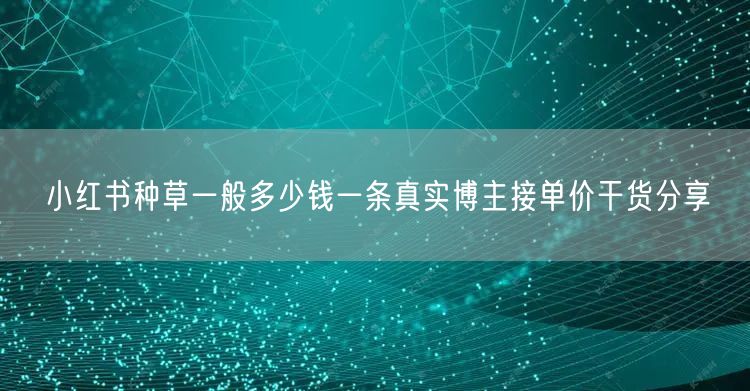 小红书种草一般多少钱一条真实博主接单价干货分享