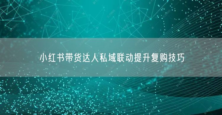 小红书带货达人私域联动提升复购技巧