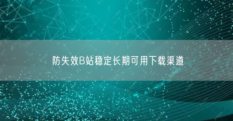 防失效B站稳定长期可用下载渠道